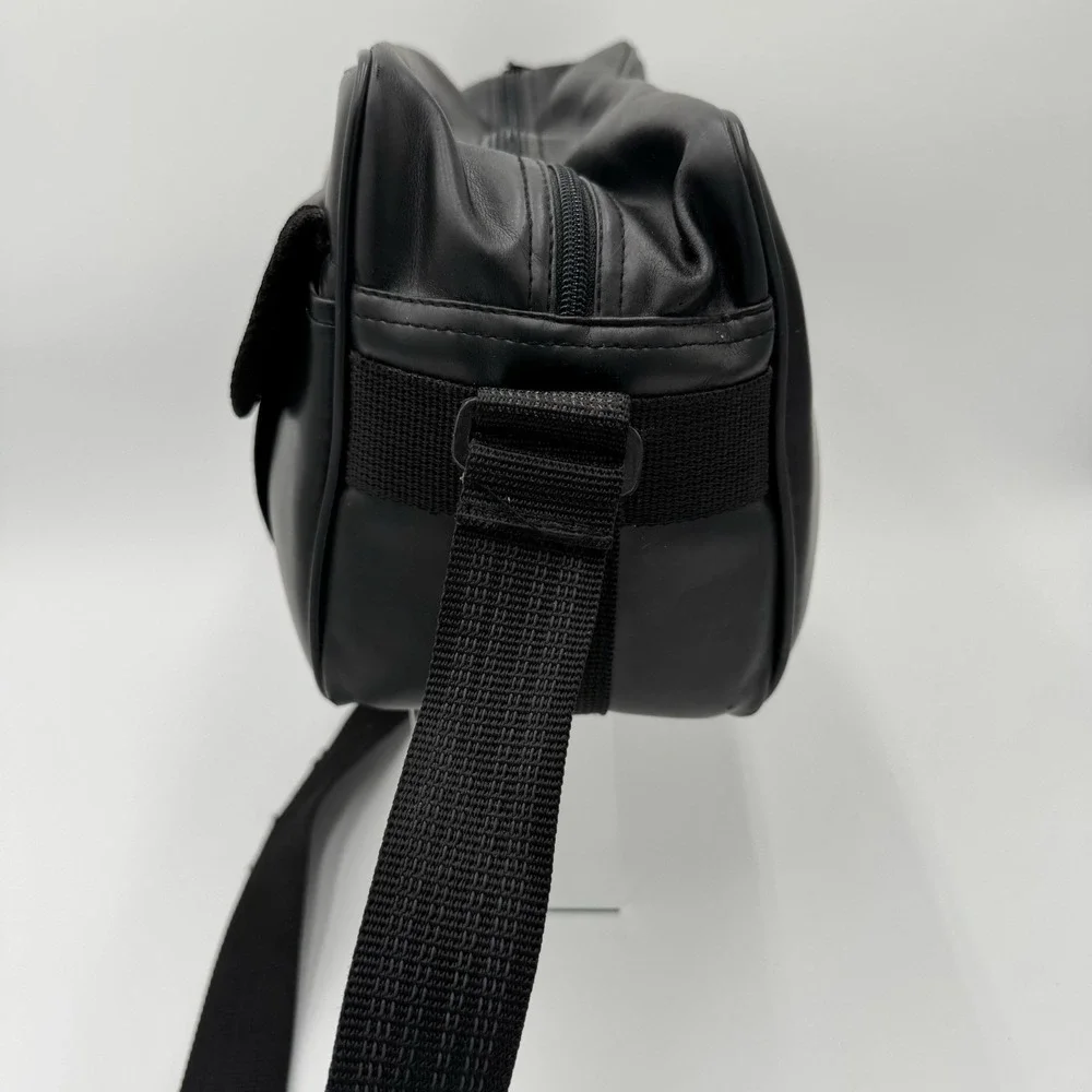 Ambico Multi-Purpose Soft Black Leather Shoulder Bag Zip-Top Large‎ Side Pocket